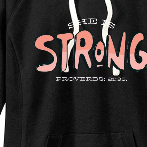 She Is Strong Bible Verse Women's Fleece Hoodie