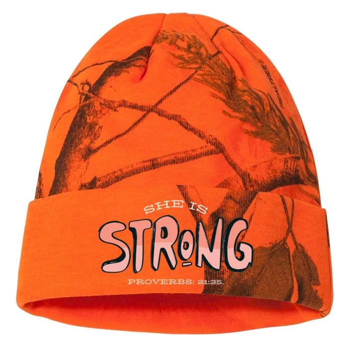 She Is Strong Bible Verse Kati - 12in Camo Beanie