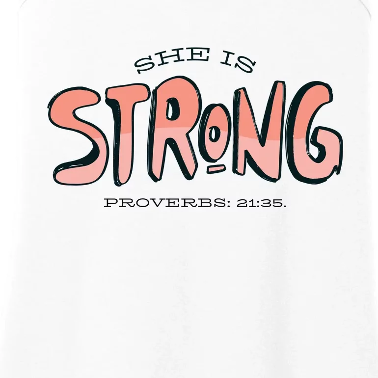 She Is Strong Bible Verse Ladies Essential Tank