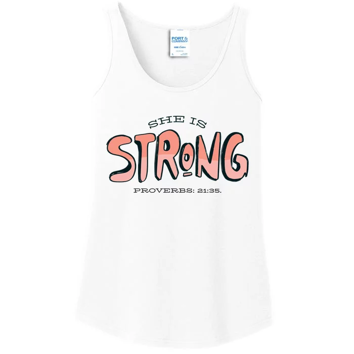 She Is Strong Bible Verse Ladies Essential Tank