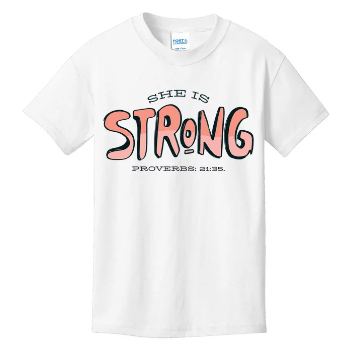 She Is Strong Bible Verse Kids T-Shirt