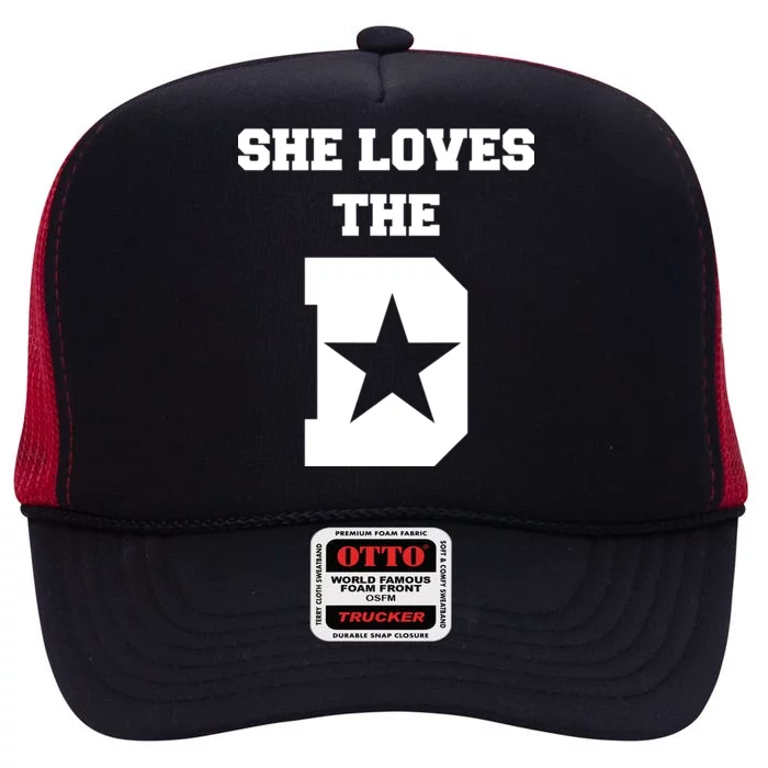 She Loves the D Dallas, Texas Pride High Crown Mesh Trucker Hat