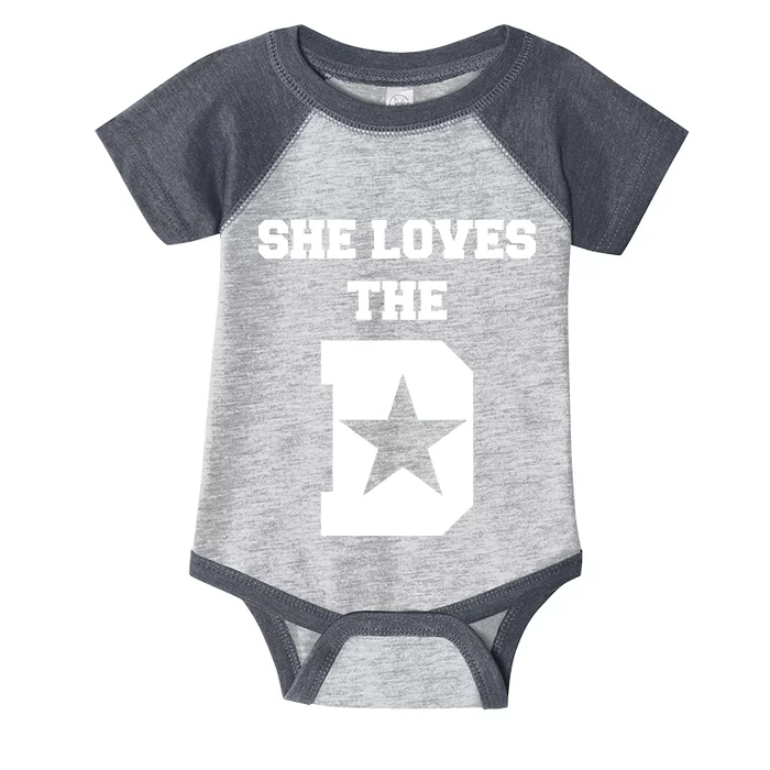 She Loves the D Dallas, Texas Pride Infant Baby Jersey Bodysuit