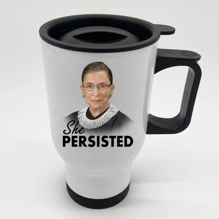 She Persisted RBG Ruth Bader Ginsburg Front & Back Stainless Steel Travel Mug