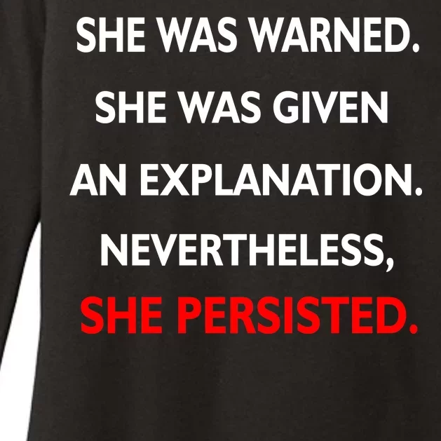 She Was Was Warned Nevertheless Persisted Womens CVC Long Sleeve Shirt