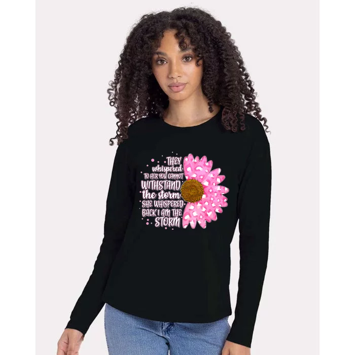 She Whispers Back I Am The Storm Pink Flower Womens Cotton Relaxed Long Sleeve T-Shirt