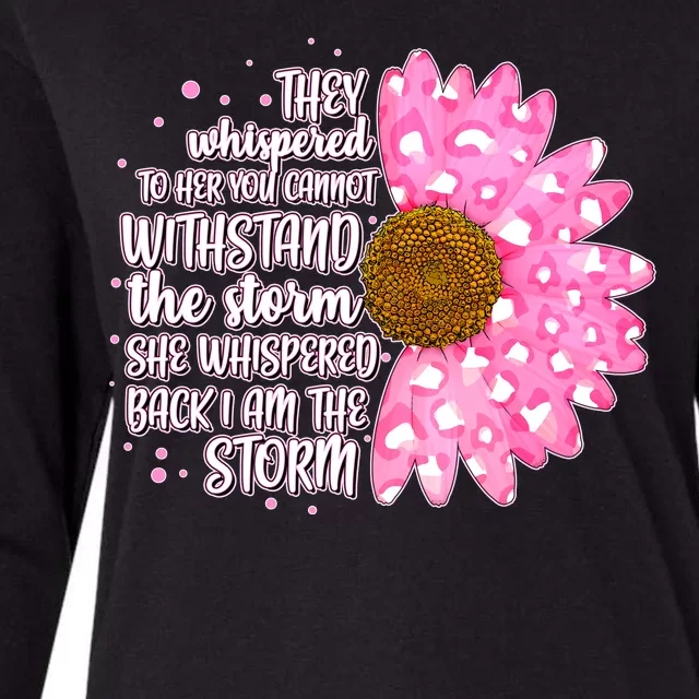 She Whispers Back I Am The Storm Pink Flower Womens Cotton Relaxed Long Sleeve T-Shirt