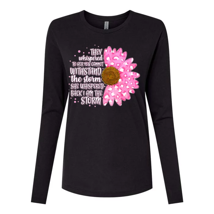 She Whispers Back I Am The Storm Pink Flower Womens Cotton Relaxed Long Sleeve T-Shirt