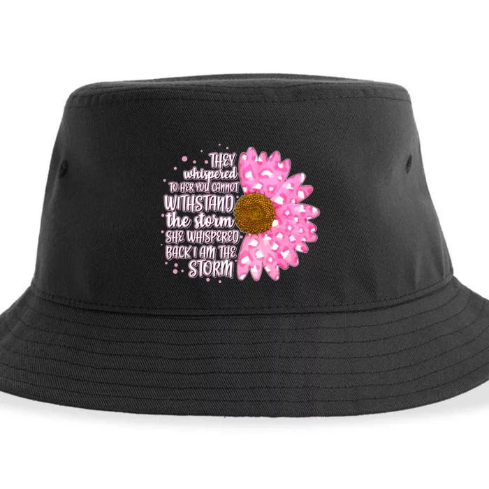 She Whispers Back I Am The Storm Pink Flower Sustainable Bucket Hat