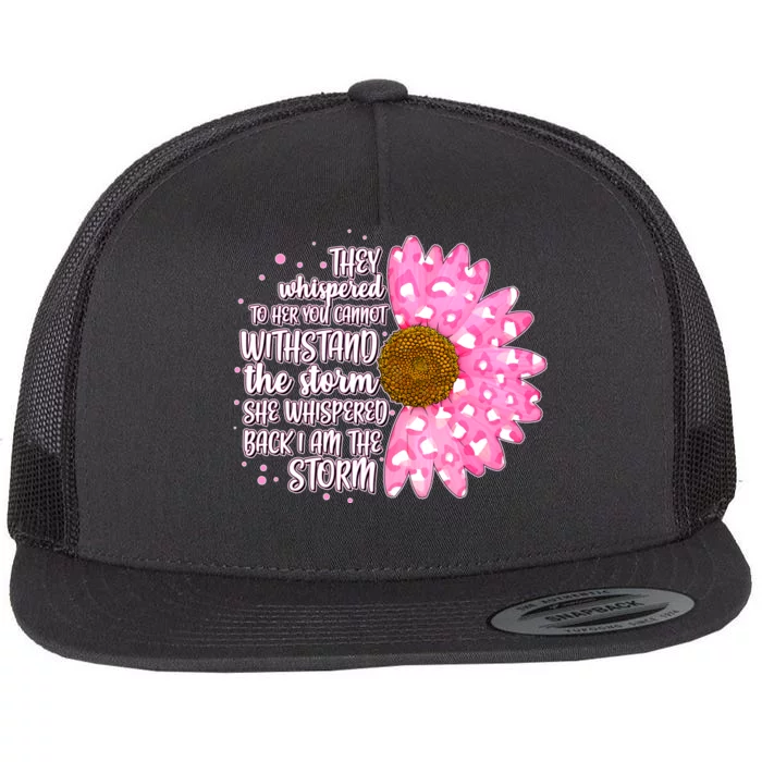 She Whispers Back I Am The Storm Pink Flower Flat Bill Trucker Hat