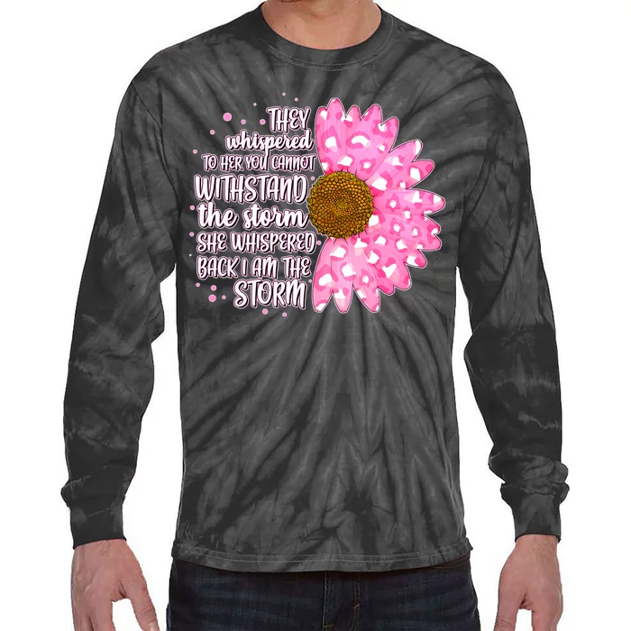 She Whispers Back I Am The Storm Pink Flower Tie-Dye Long Sleeve Shirt