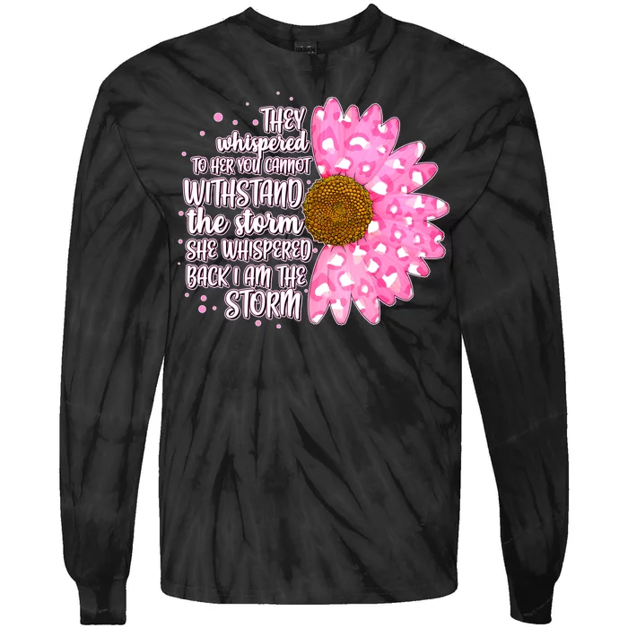 She Whispers Back I Am The Storm Pink Flower Tie-Dye Long Sleeve Shirt