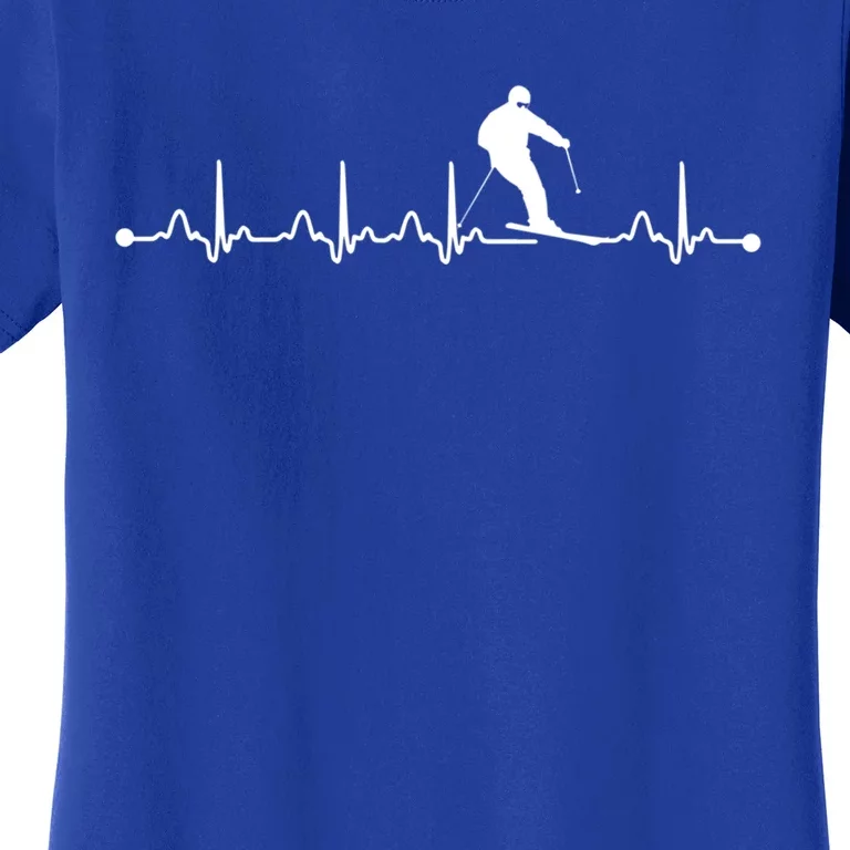 Skiing Heartbeat Ekg Pulse Skier Lover Cool Gift Women's T-Shirt