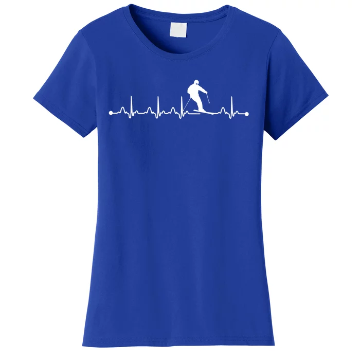 Skiing Heartbeat Ekg Pulse Skier Lover Cool Gift Women's T-Shirt