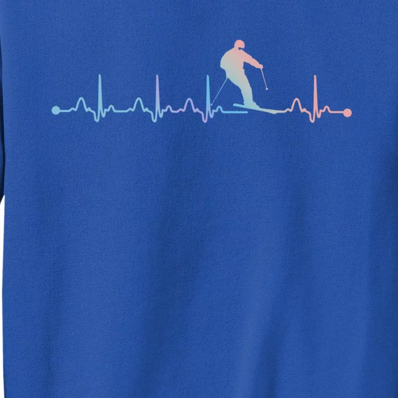 Skiing Heartbeat Ekg Pulse Skier Lover Cute Gift Tall Sweatshirt