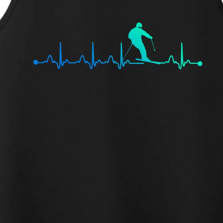 Skiing Heartbeat Ekg Skiing Coach Gift Performance Tank