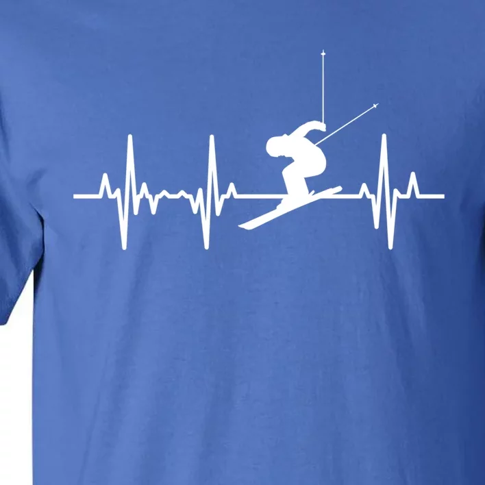 Ski Heartbeat Ecg Skiing Coach Gift Tall T-Shirt