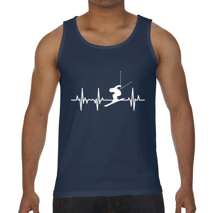 Ski Heartbeat Ecg Skiing Coach Gift Comfort Colors® Tank Top