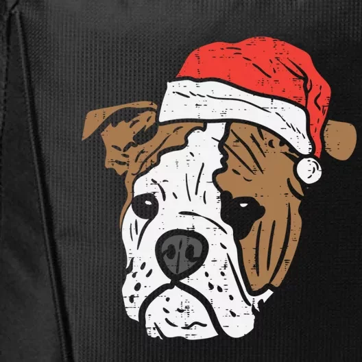 Santa Hat English Bulldog Christmas Pet Dog Lover Owner Xmas Funny Gift City Backpack