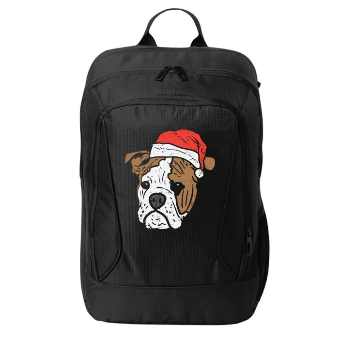 Santa Hat English Bulldog Christmas Pet Dog Lover Owner Xmas Funny Gift City Backpack