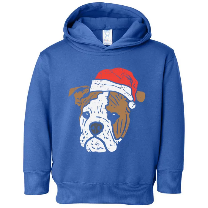 Santa Hat English Bulldog Christmas Pet Dog Lover Owner Xmas Funny Gift Toddler Hoodie