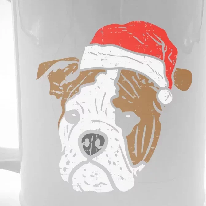 Santa Hat English Bulldog Christmas Pet Dog Lover Owner Xmas Funny Gift Front & Back Beer Stein