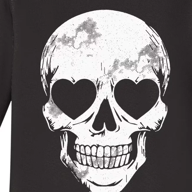 Skull Heart Eyes Lazy Halloween Costume Cute Skeleton Bones Baby Long Sleeve Bodysuit