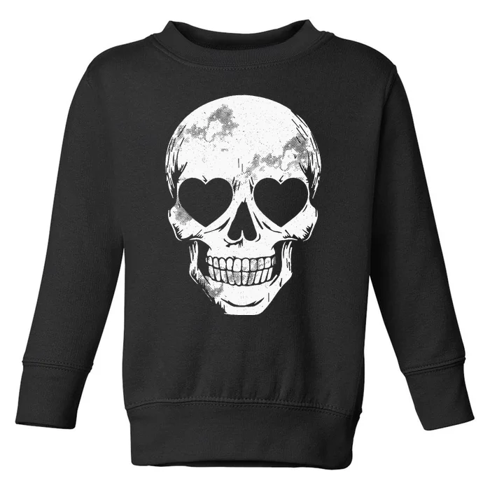 Skull Heart Eyes Lazy Halloween Costume Cute Skeleton Bones Toddler Sweatshirt