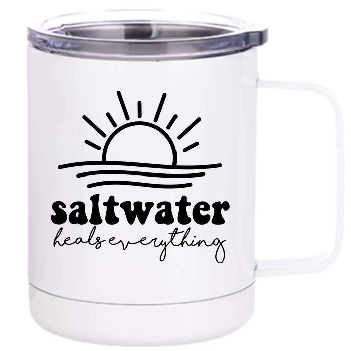 Saltwater Heals Everything Sunset Front & Back 12oz Stainless Steel Tumbler Cup