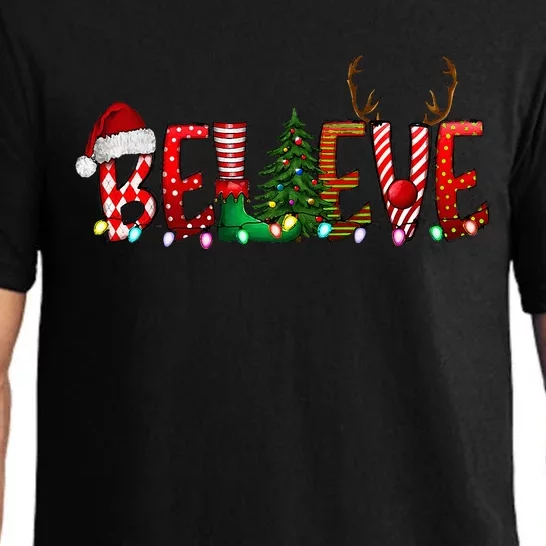 Santa Hat Elf Xmas Tree Christmas Believe Pajama Set