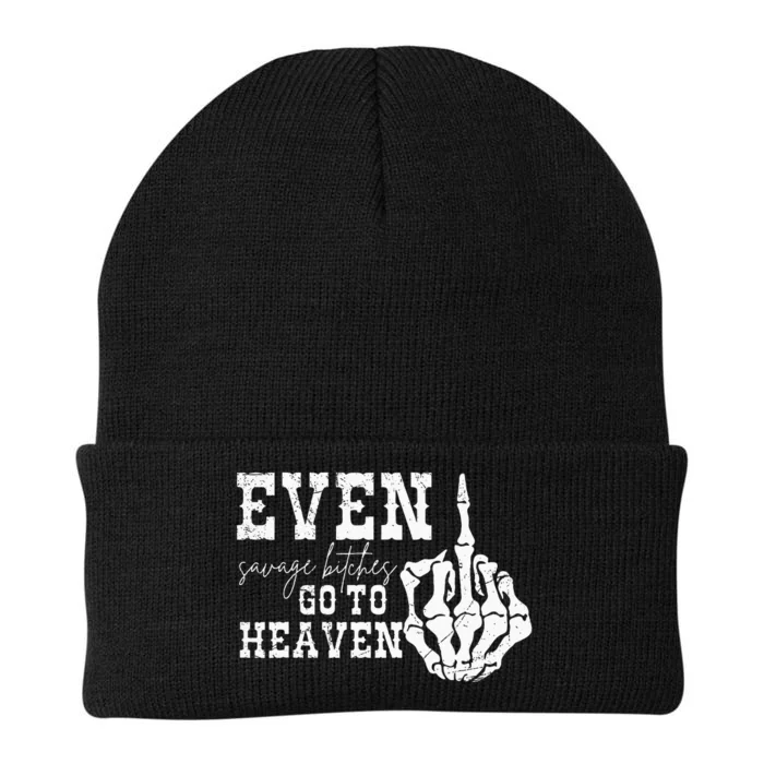 Skeleton Hand Even Savage Bitches Go To Heaven Knit Cap Winter Beanie