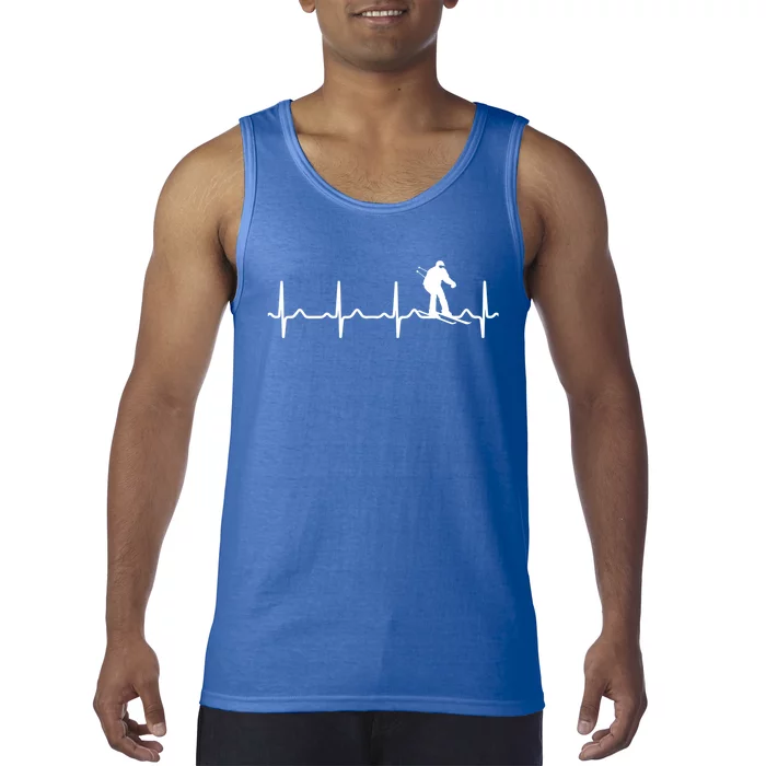 Skiing Heartbeat Ecg Skier Winter Sports Ice Skating Gift Tank Top