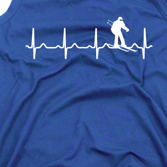 Skiing Heartbeat Ecg Skier Winter Sports Ice Skating Gift Tank Top