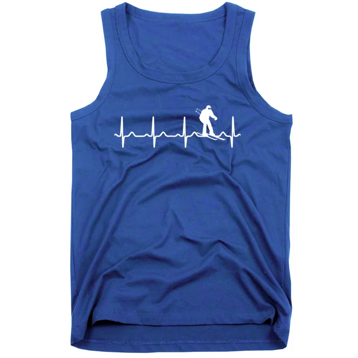 Skiing Heartbeat Ecg Skier Winter Sports Ice Skating Gift Tank Top