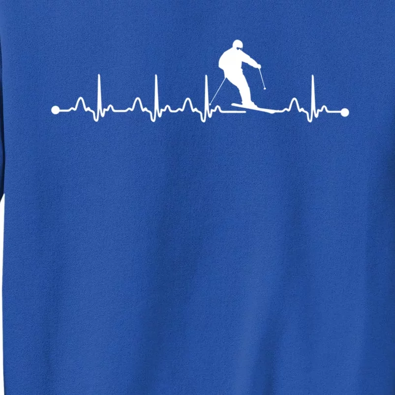 Skiing Heartbeat Ekg Pulse Skier Lover Funny Gift Sweatshirt