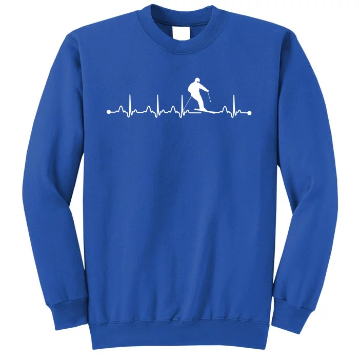 Skiing Heartbeat Ekg Pulse Skier Lover Funny Gift Sweatshirt