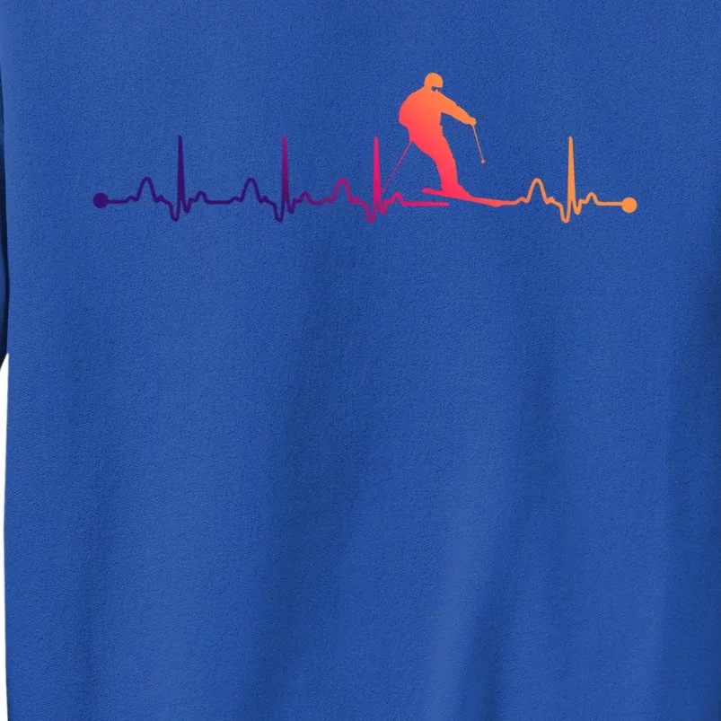 Skiing Heartbeat Ekg Pulse Skier Lover Funny Gift Sweatshirt