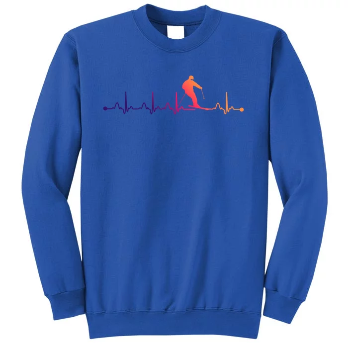 Skiing Heartbeat Ekg Pulse Skier Lover Funny Gift Sweatshirt