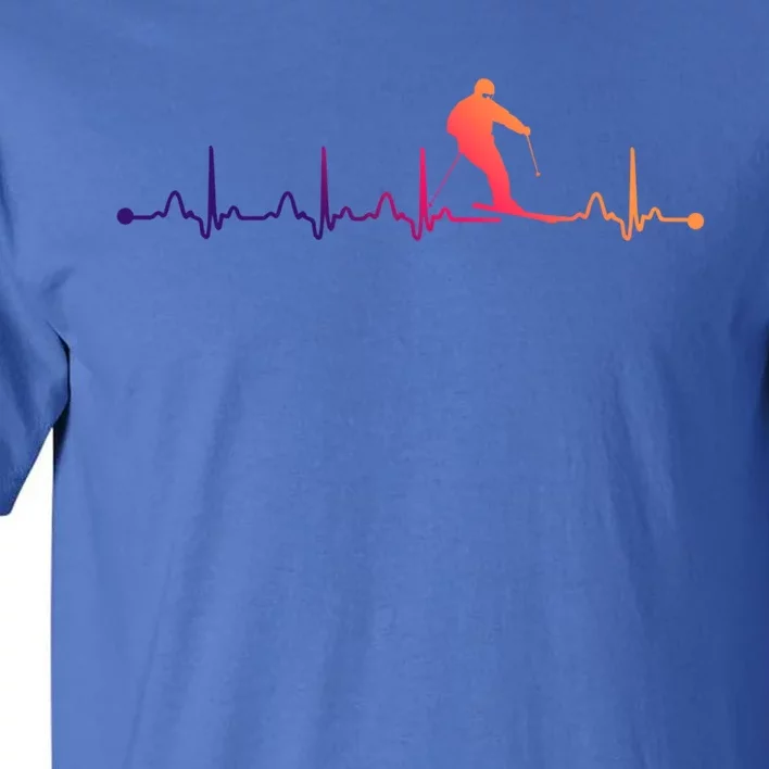 Skiing Heartbeat Ekg Pulse Skier Lover Funny Gift Tall T-Shirt