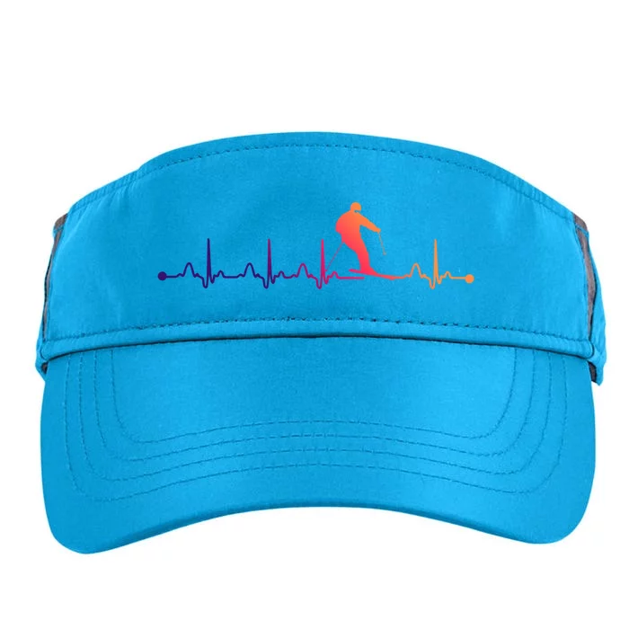 Skiing Heartbeat Ekg Pulse Skier Lover Funny Gift Adult Drive Performance Visor