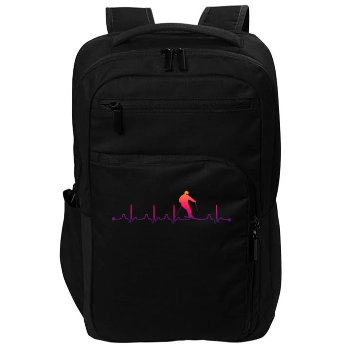 Skiing Heartbeat Ekg Skiing Coach Gift Impact Tech Backpack