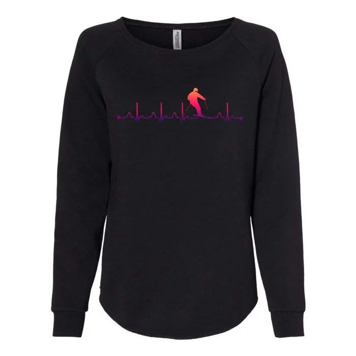 Skiing Heartbeat Ekg Skiing Coach Gift Womens California Wash Sweatshirt