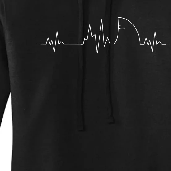 Shark Heartbeat EKG Funny Fish Fin Pulse Ocean Animal Lovers Women's Pullover Hoodie