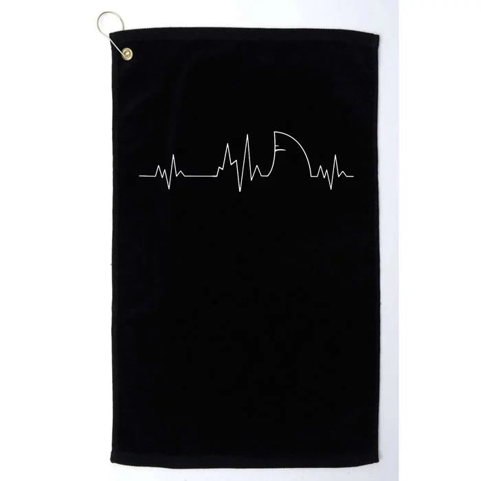 Shark Heartbeat EKG Funny Fish Fin Pulse Ocean Animal Lovers Platinum Collection Golf Towel