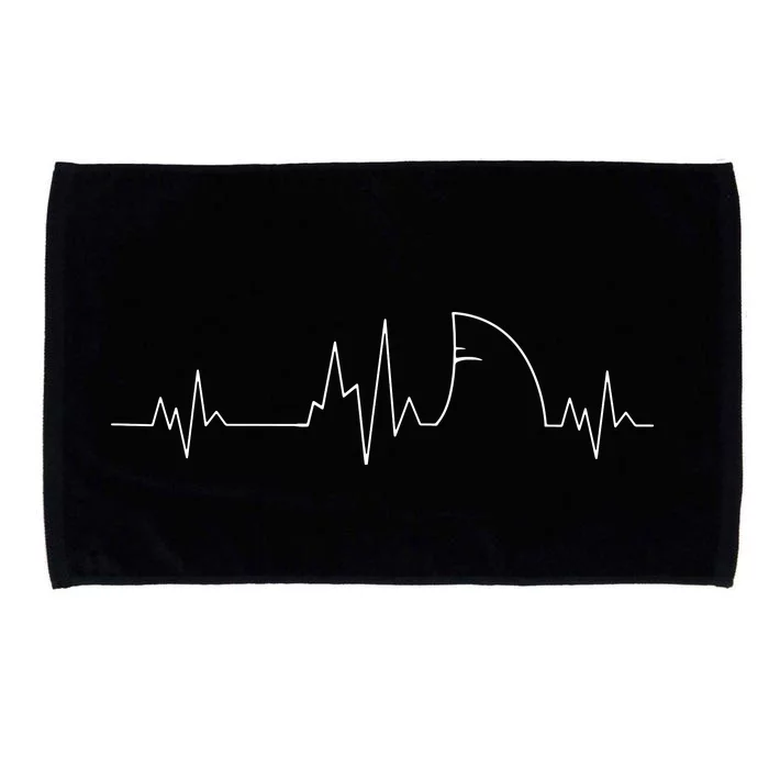 Shark Heartbeat EKG Funny Fish Fin Pulse Ocean Animal Lovers Microfiber Hand Towel