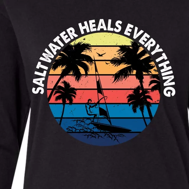 Saltwater Heals Everything Meaningful Gift Funny Windsurfers Kitesurfer Gift Womens Cotton Relaxed Long Sleeve T-Shirt