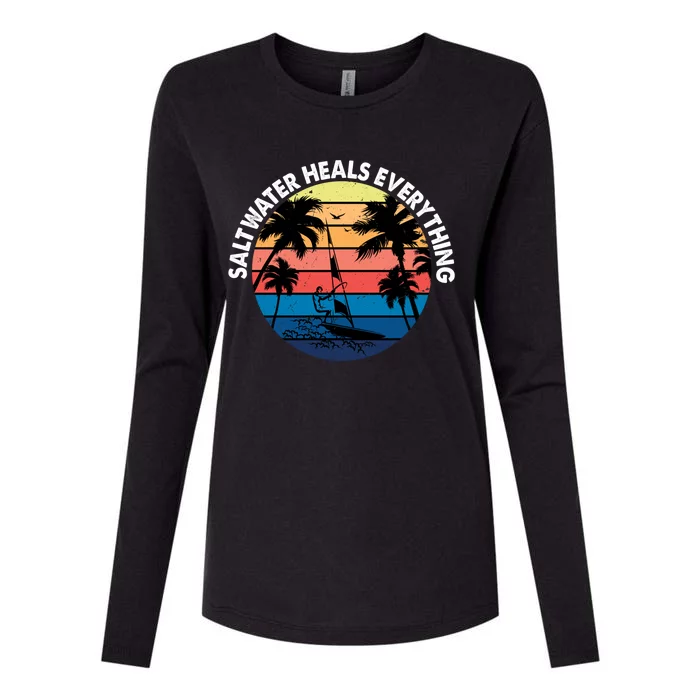 Saltwater Heals Everything Meaningful Gift Funny Windsurfers Kitesurfer Gift Womens Cotton Relaxed Long Sleeve T-Shirt