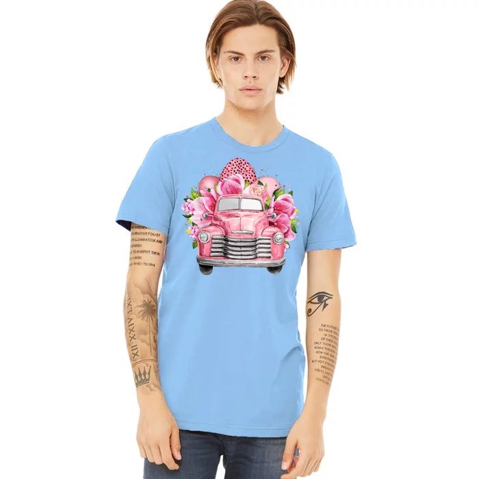 Spring Happy Easter Pink Vintage Truck Premium T-Shirt