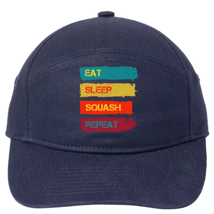 Squash Hobby Eat Sleep Squash Repeat Gift 7-Panel Snapback Hat