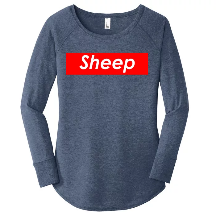 Sheep Red Box Logo Women's Perfect Tri Tunic Long Sleeve Shirt